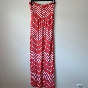 Design History Chevron Print Strapless Maxi Dress